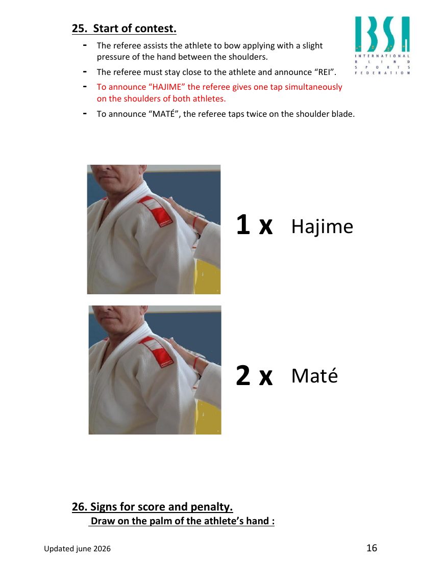 Sinais táteis de Hajime e Matte
